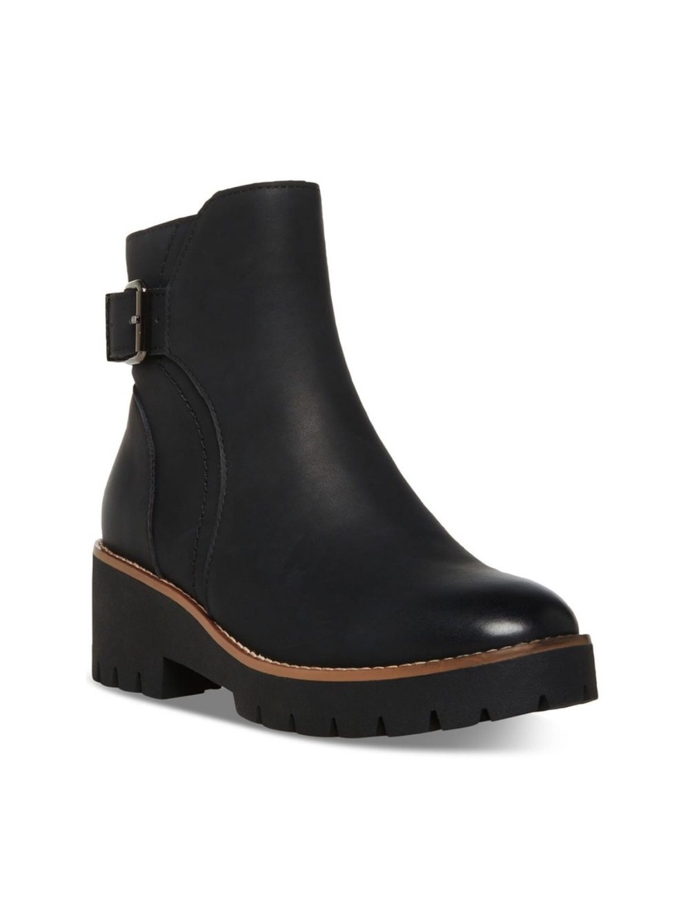 NWT Bloomingdale’s Aqua College Black Ankle Lug Waterproof Leather Boot Desiree